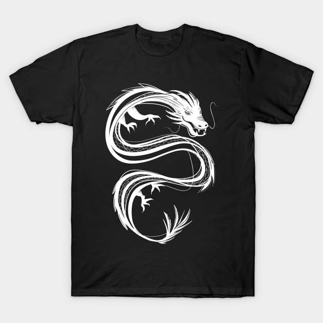 white traditional chinese dragon T-Shirt by acatalepsys 